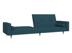 Sofá-cama 2 lugares com duas almofadas veludo azul PT161784