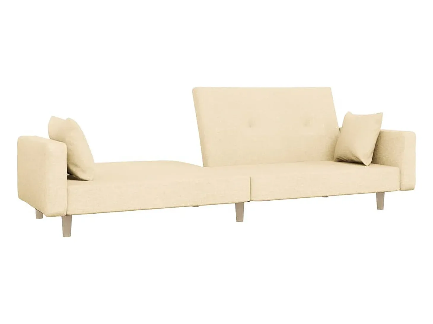 Sofá-cama 2 lugares com duas almofadas tecido cor creme PT307014