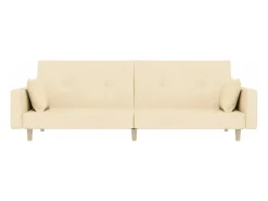 Sofá-cama 2 lugares com duas almofadas tecido cor creme PT307014