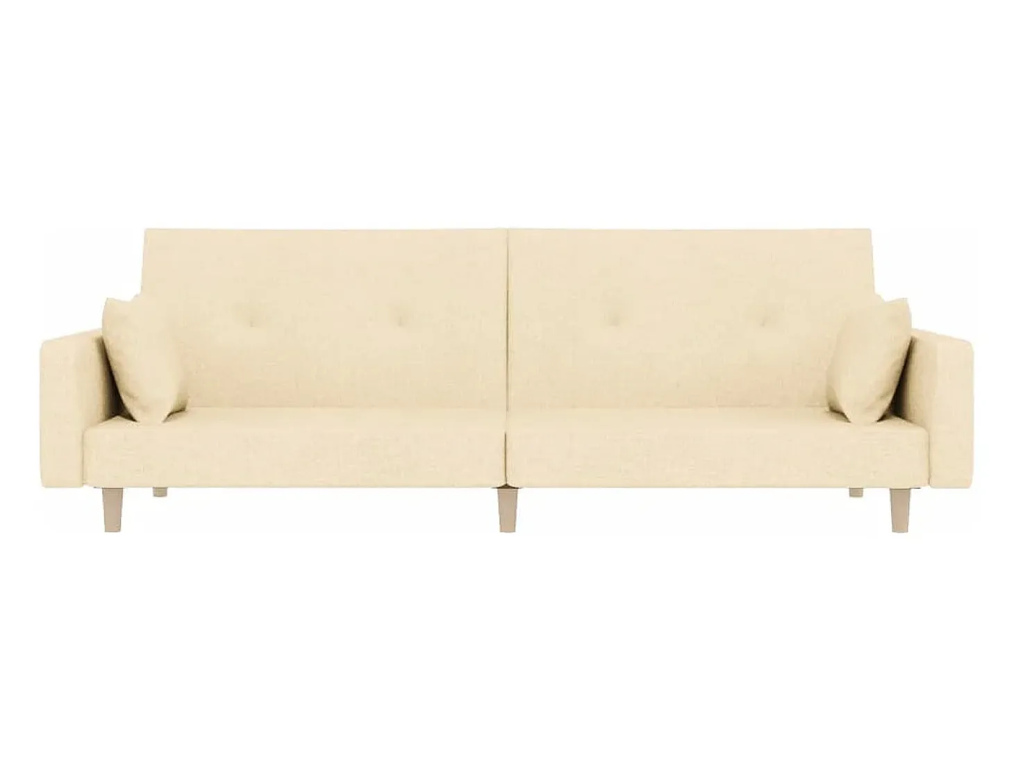 Sofá-cama 2 lugares com duas almofadas tecido cor creme PT307014