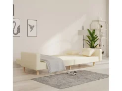 Sofá-cama 2 lugares com duas almofadas tecido cor creme PT307014