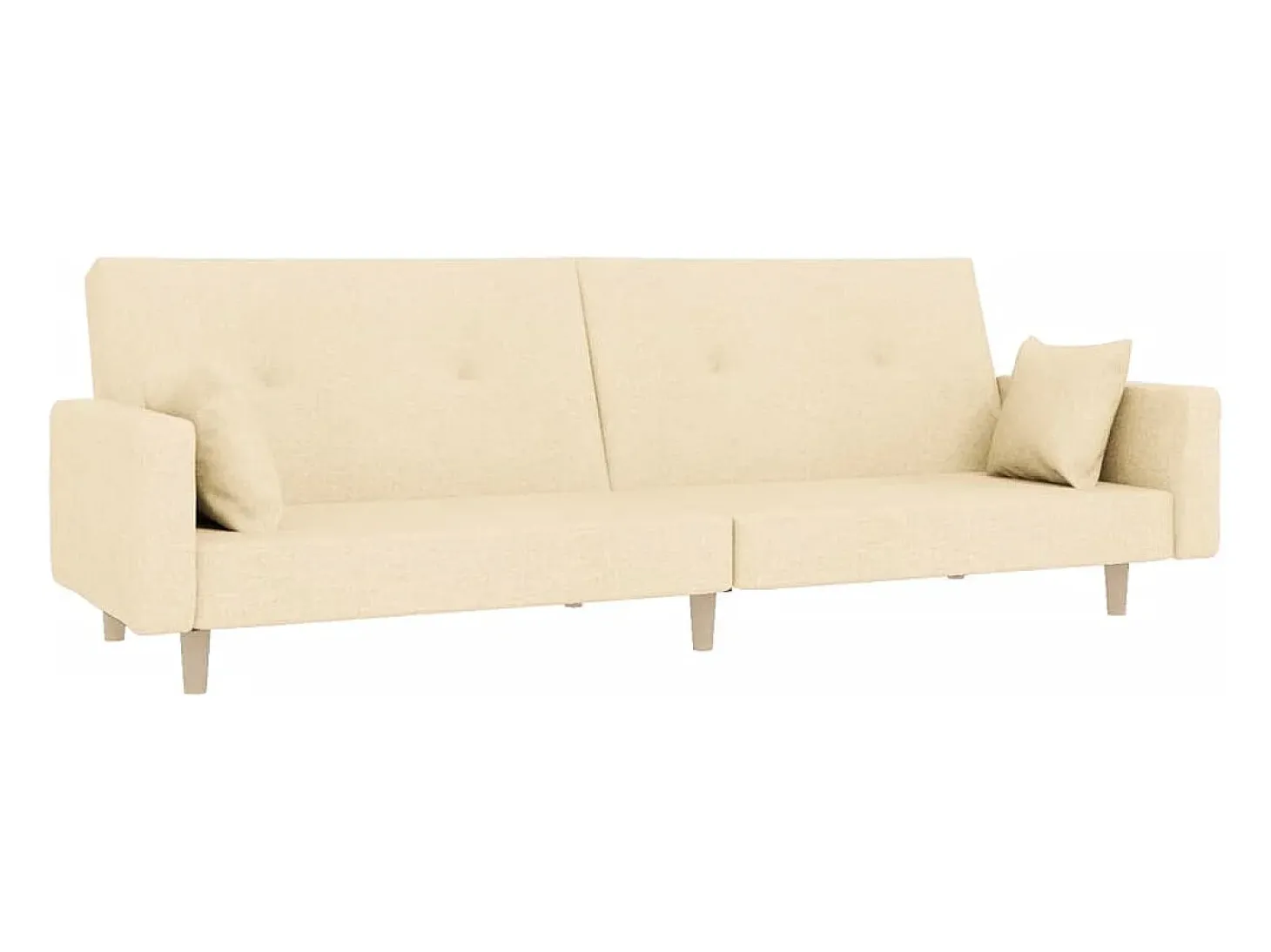 Sofá-cama 2 lugares com duas almofadas tecido cor creme PT307014