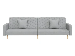Sofá-cama 2 lugares com duas almofadas tecido cinzento-claro PT489296