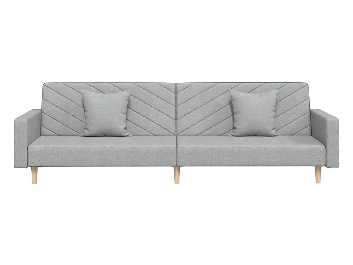 Sofá-cama 2 lugares com duas almofadas tecido cinzento-claro PT489296