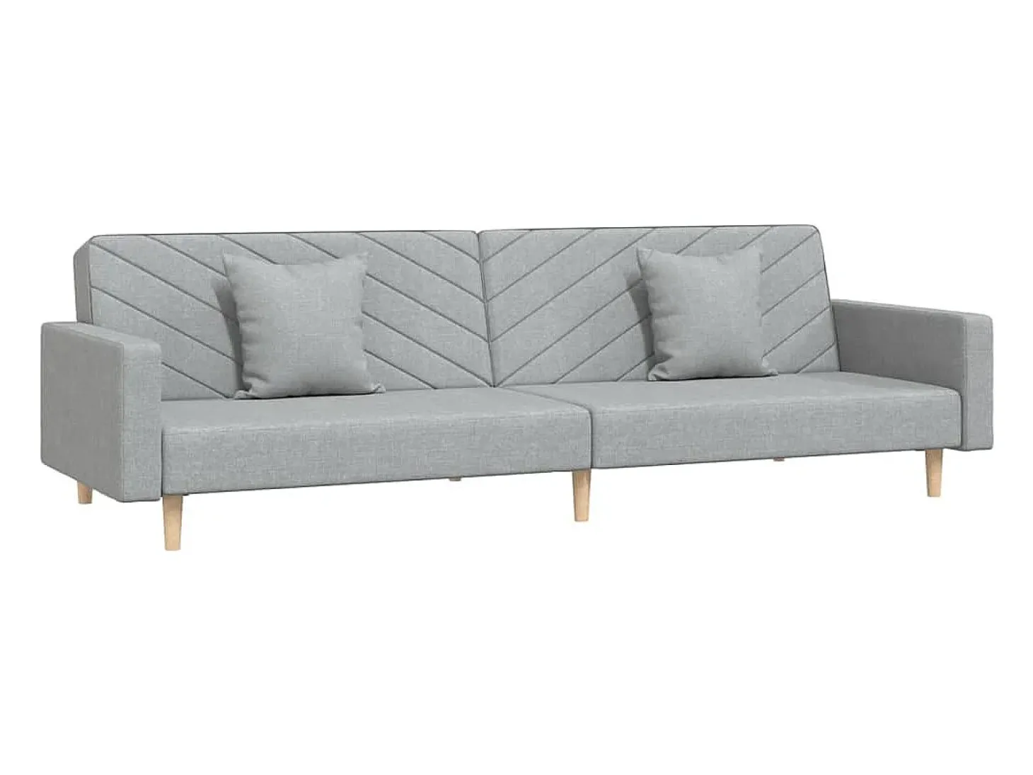 Sofá-cama 2 lugares com duas almofadas tecido cinzento-claro PT489296