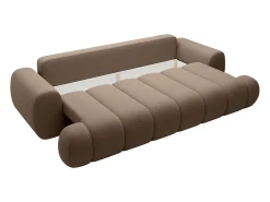 Sofá-cama 4 lugares conversível em tecido da cor taupe FRIDORA