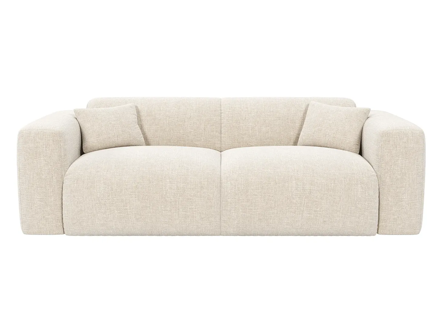 Sofá-cama 3 lugares de abertura rápida em tecido texturizado bege - Colchão 16 cm POGNIA