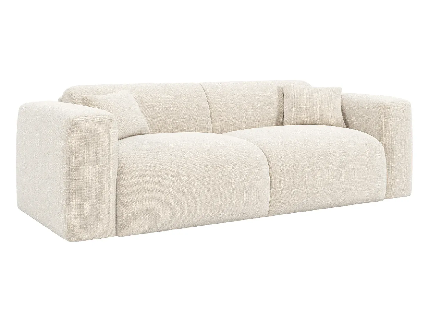 Sofá-cama 3 lugares de abertura rápida em tecido texturizado bege - Colchão 16 cm POGNIA