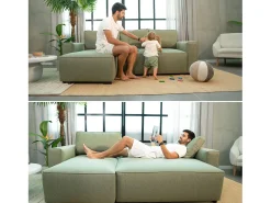 Sofá-cama 3 lugares Verde - chaise longue reversível lado direito/esquerdoche com arrumação integrada (239 x 157 x 91 cm) - JADE