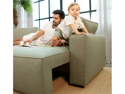 Sofá-cama 3 lugares Verde - chaise longue reversível lado direito/esquerdoche com arrumação integrada (239 x 157 x 91 cm) - JADE