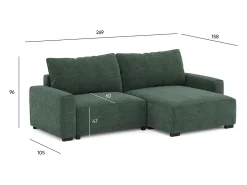 Sofá-cama 3 lugares Verde Abeto - chaise reversível lado direito/esquerdoche com arrumação integrada (269 x 158 x 96 cm) - LAUREN