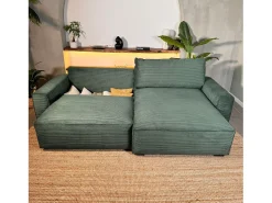 Sofá-cama 3 lugares Verde Abeto - chaise reversível lado direito/esquerdoche com arrumação integrada (269 x 158 x 96 cm) - LAUREN