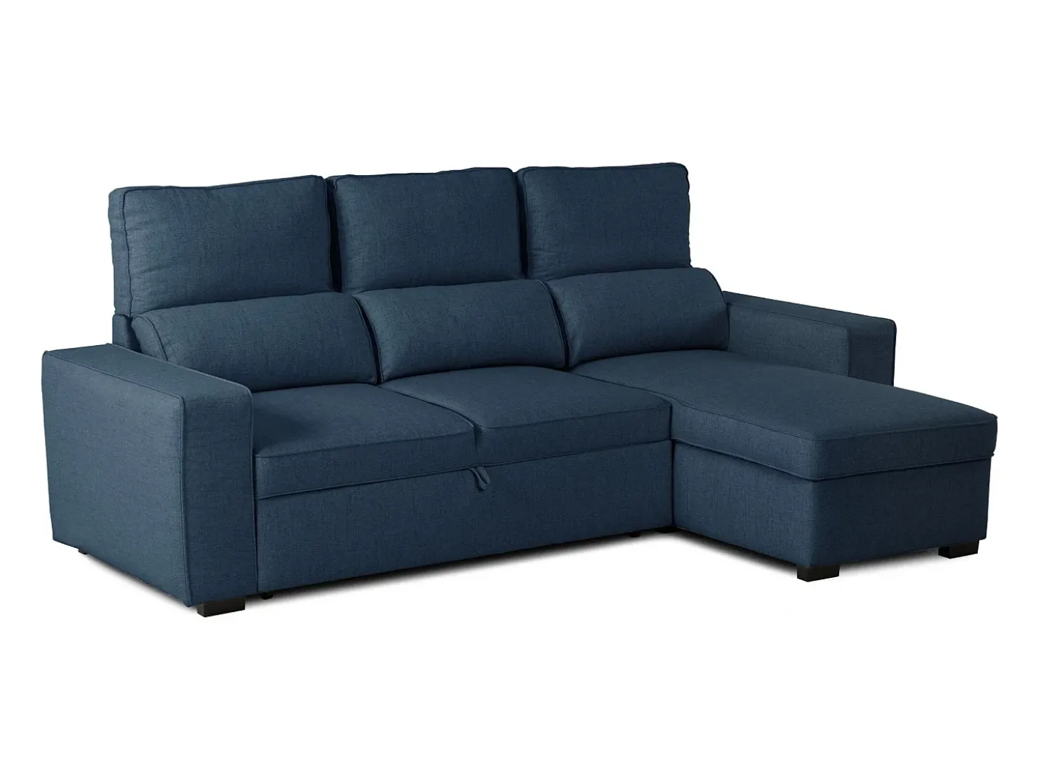 Sofá-cama 3 places Azul - chaise longue reversível lado direito/esquerdoche com arrumação integrada (248,5 x 117 x 103 cm) - HARPER