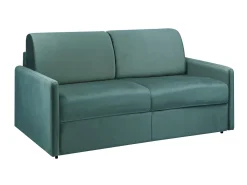 Sofá-cama abertura rápida 3 lug. colchão de 22 cm veludo verde CALIFE