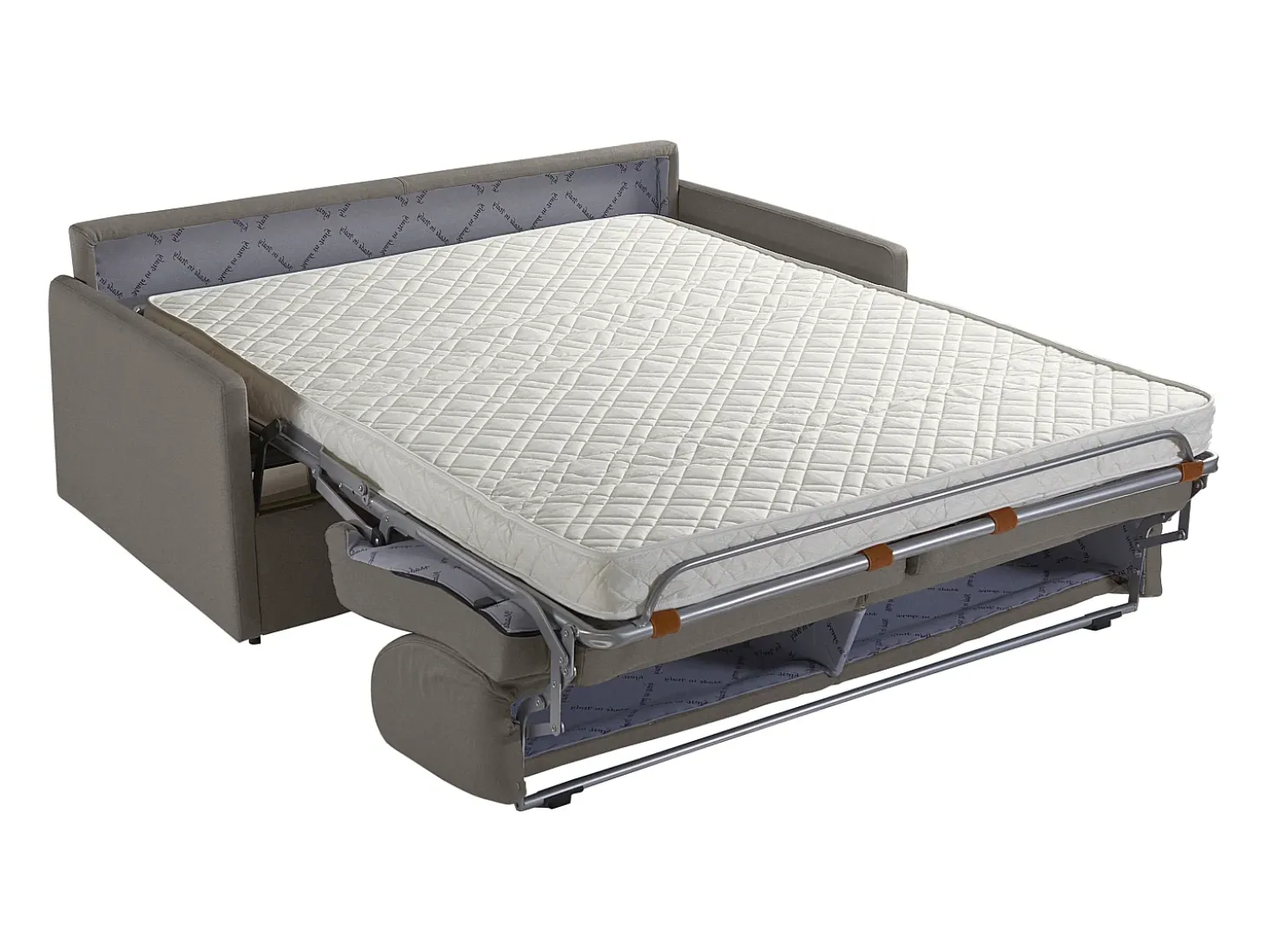 Sofá-cama abertura rápida 4 lug. colchão de 14cm veludo cinzento CALIFE
