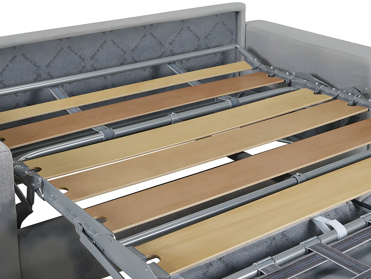 Sofá-cama abertura rápida 3 lugares colchão de 14 cm veludo bege CALITO