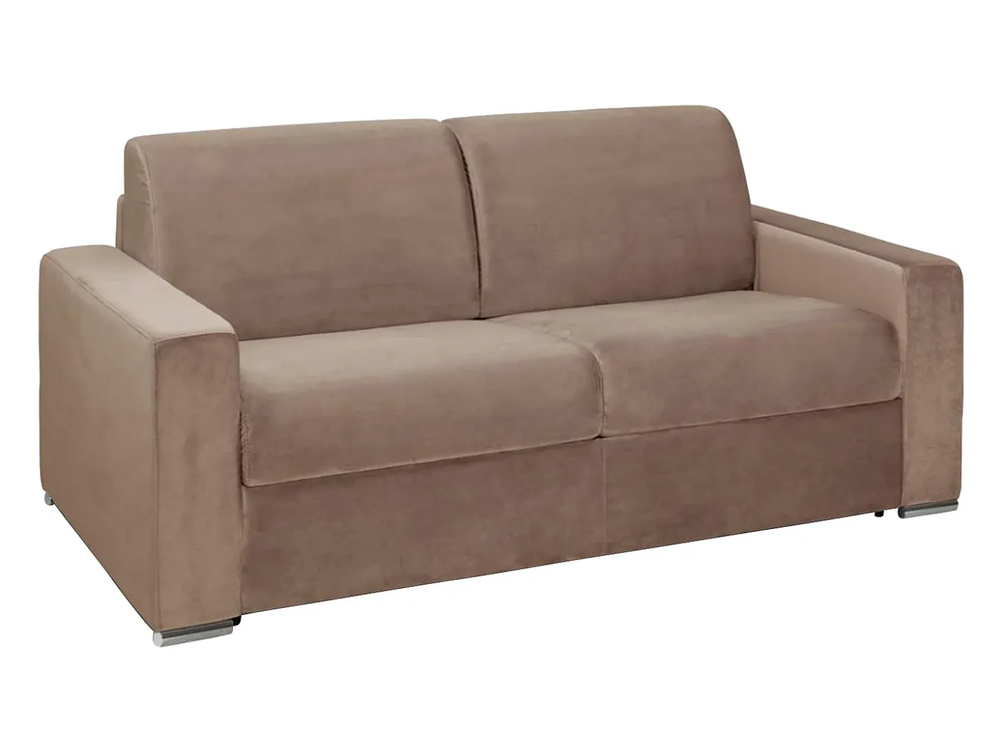 Sofá-cama abertura rápida 3 lugares colchão de 14 cm veludo bege CALITO