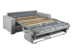 Sofá-cama abertura rápida 3 lugares colchão de 14 cm veludo bege CALITO