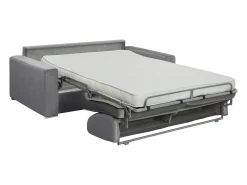Sofá-cama abertura rápida 4 lug. colchão de 14cm veludo cinzento CALITO