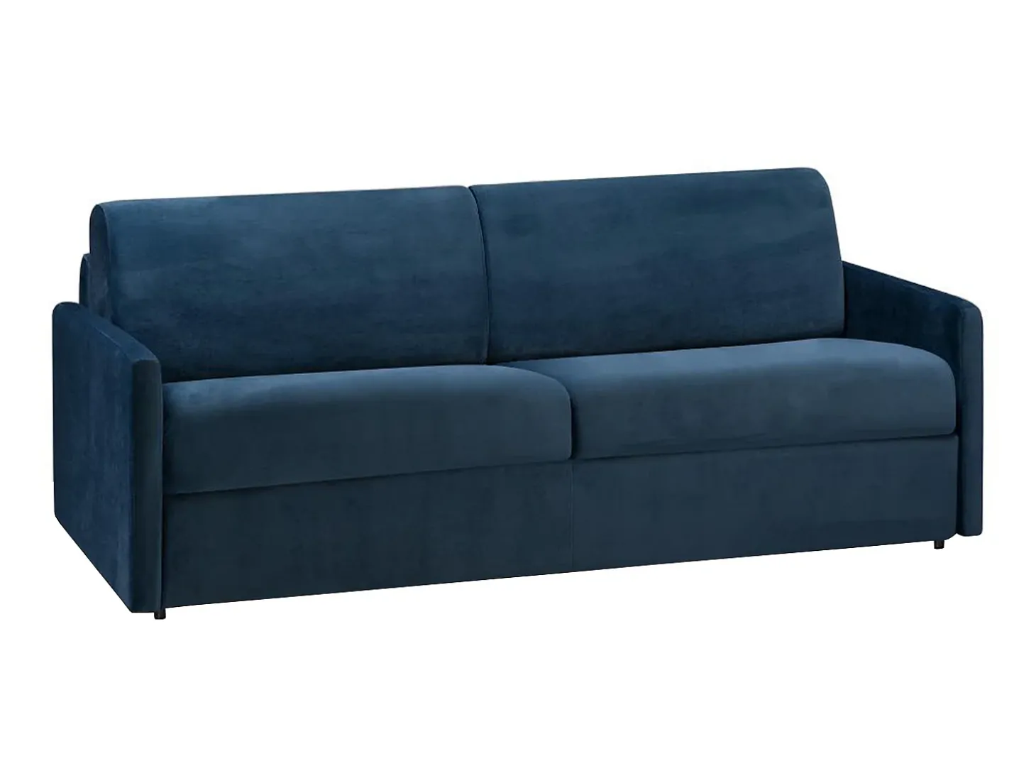 Sofá-cama abertura rápida 4 lug. colchão de 14cm veludo azul CALIFE