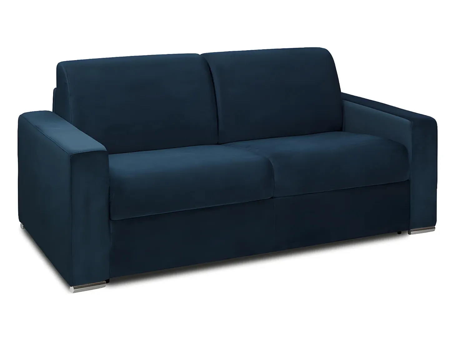 Sofá-cama abertura rápida 2 lug. colchão de 22 cm veludo azul CALITO