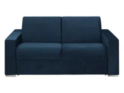 Sofá-cama abertura rápida 2 lug. colchão de 22 cm veludo azul CALITO