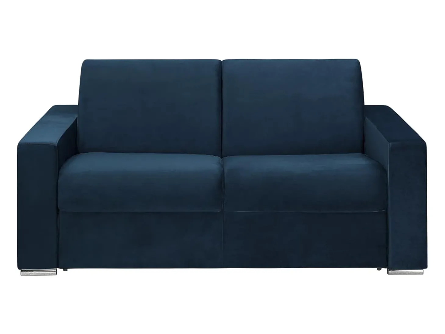 Sofá-cama abertura rápida 2 lug. colchão de 22 cm veludo azul CALITO