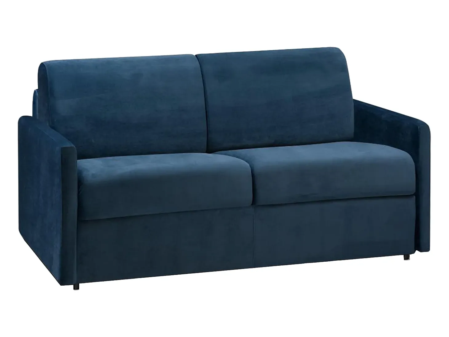 Sofá-cama abertura rápida 2 lug. colchão de 14cm veludo azul CALIFE