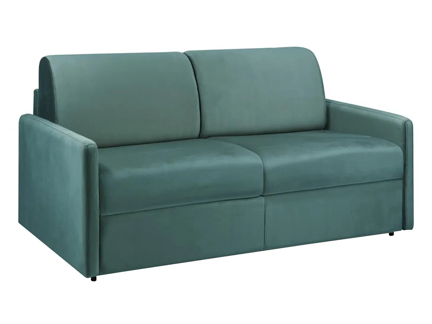 Sofá-cama abertura rápida 3 lug. colchão de 18 cm veludo verde CALIFE