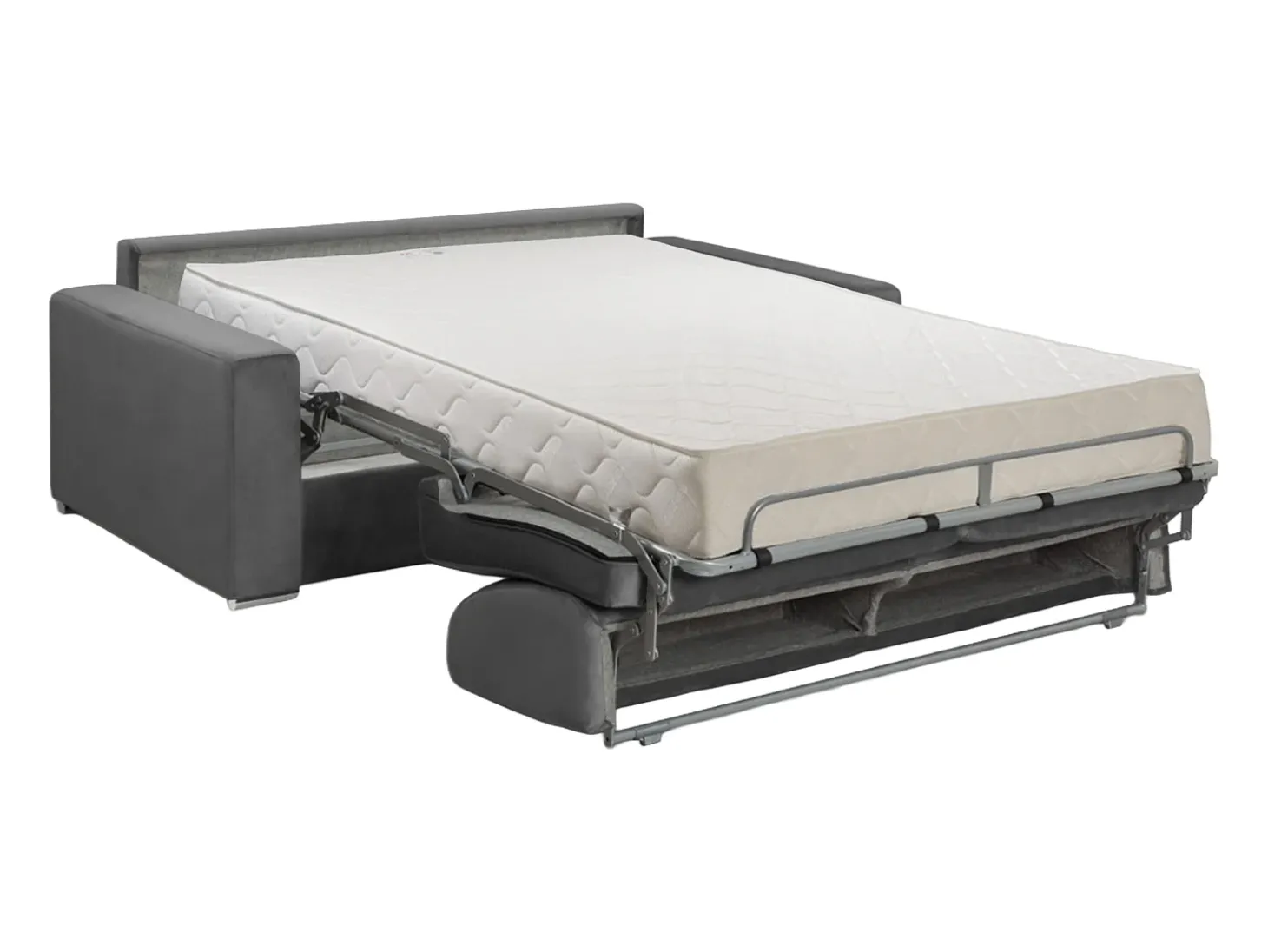 Sofá-cama abertura rápida 2 lug. colchão de 22cm veludo cinzento CALITO