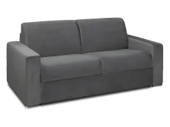 Sofá-cama abertura rápida 2 lug. colchão de 22cm veludo cinzento CALITO