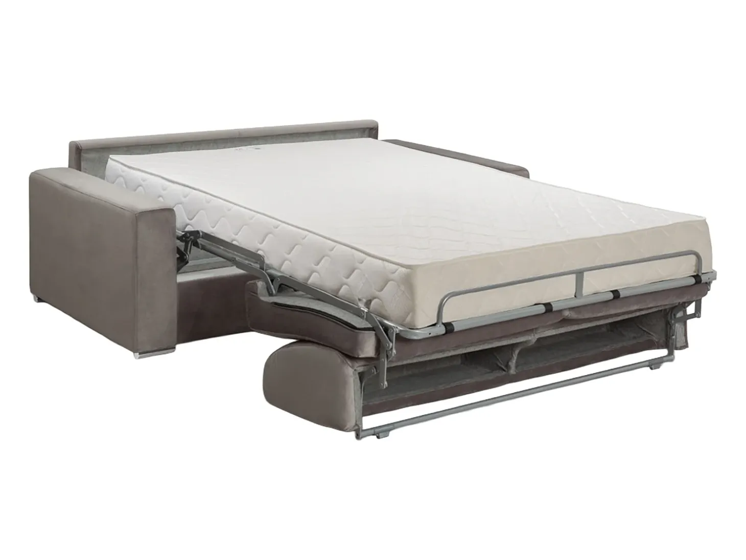 Sofá-cama abertura rápida 2 lug. colchão de 22cm veludo bege CALITO