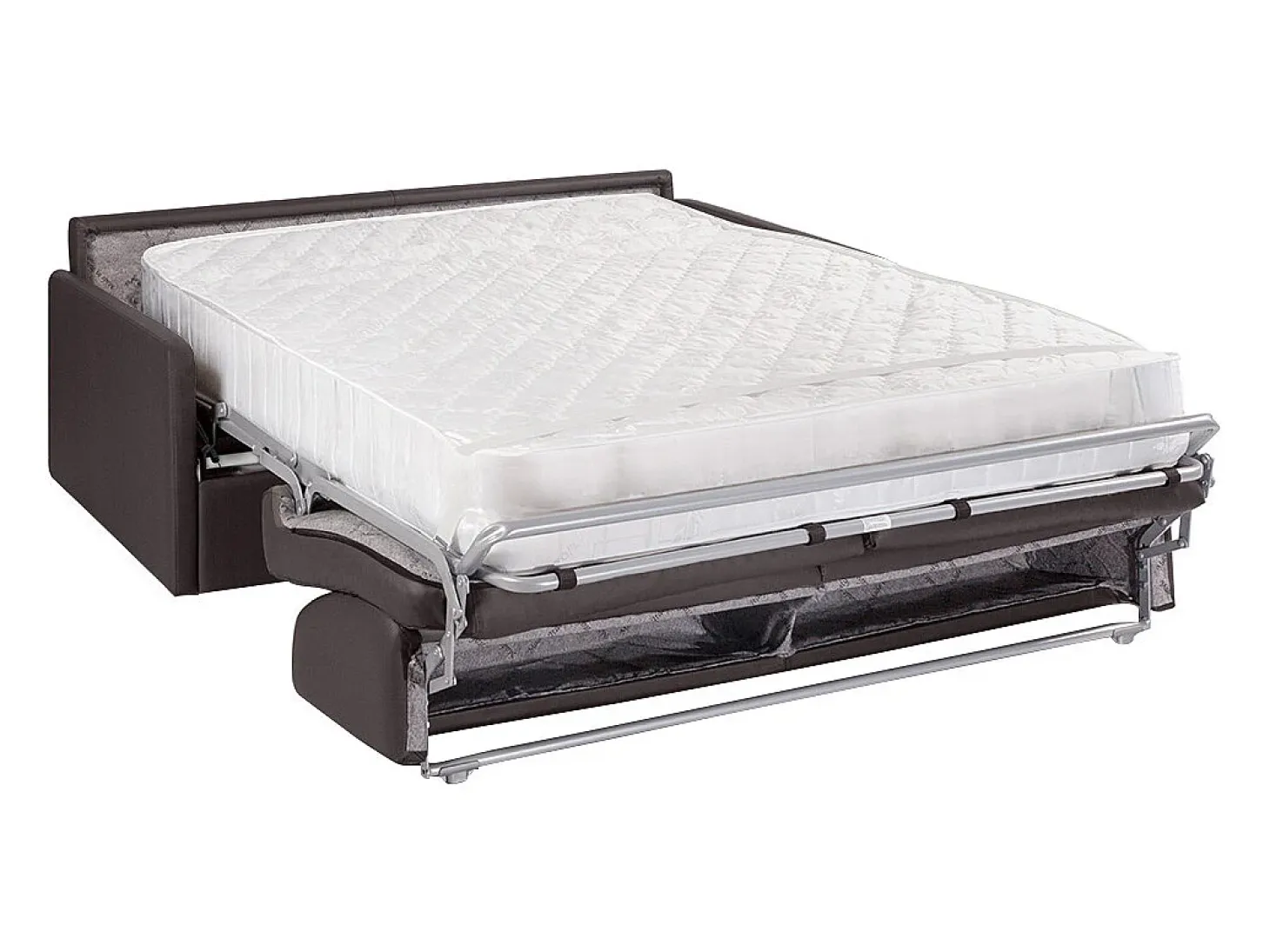 Sofá-cama abertura rápida couro sintético cinza assento com assento de memória de forma 160 cm colchão 22 cm CALIFE
