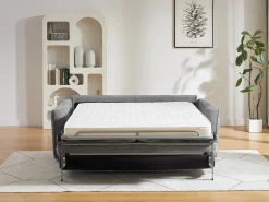 Sofá-cama abertura rápida de 3 lugares tecido cinza SOVANIA