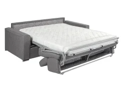 Sofá-cama abertura rápida em tecido azul assento em espuma de memória 120 cm colchão 14 cm VIZIR