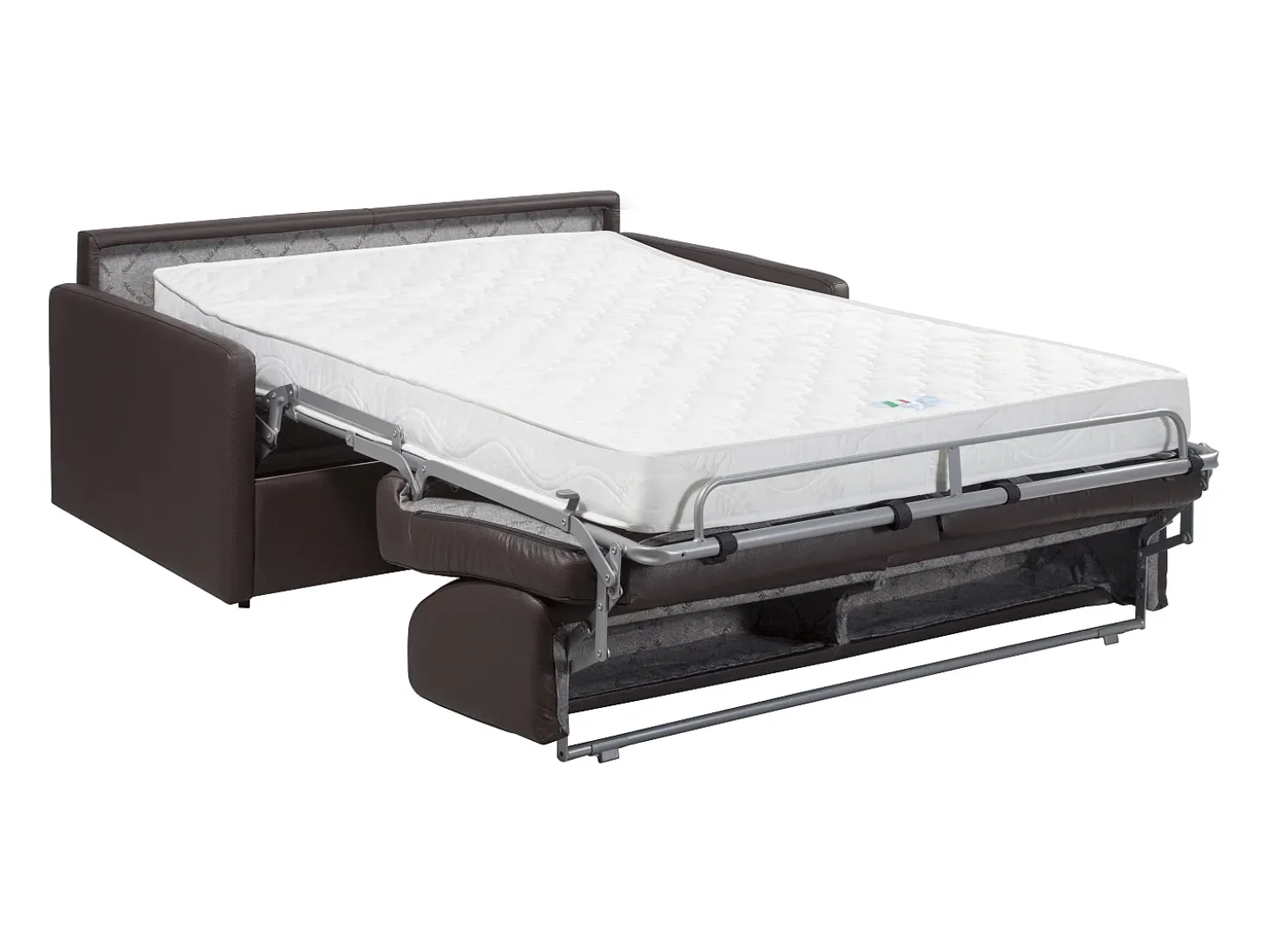 Sofá-cama abertura rápida em couro sintético preto assento memória de forma 140 cm colchão 18 cm CALIFE