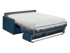 Sofá-cama abertura rápida em tecido azul noite com assento com assento de memória de forma 140 cm colchão 22 cm CALIFE