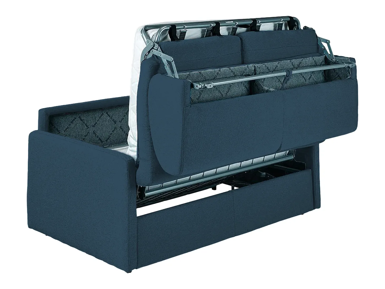 Sofá-cama abertura rápida em tecido azul noite com assento com assento de memória de forma 140 cm colchão 22 cm CALIFE