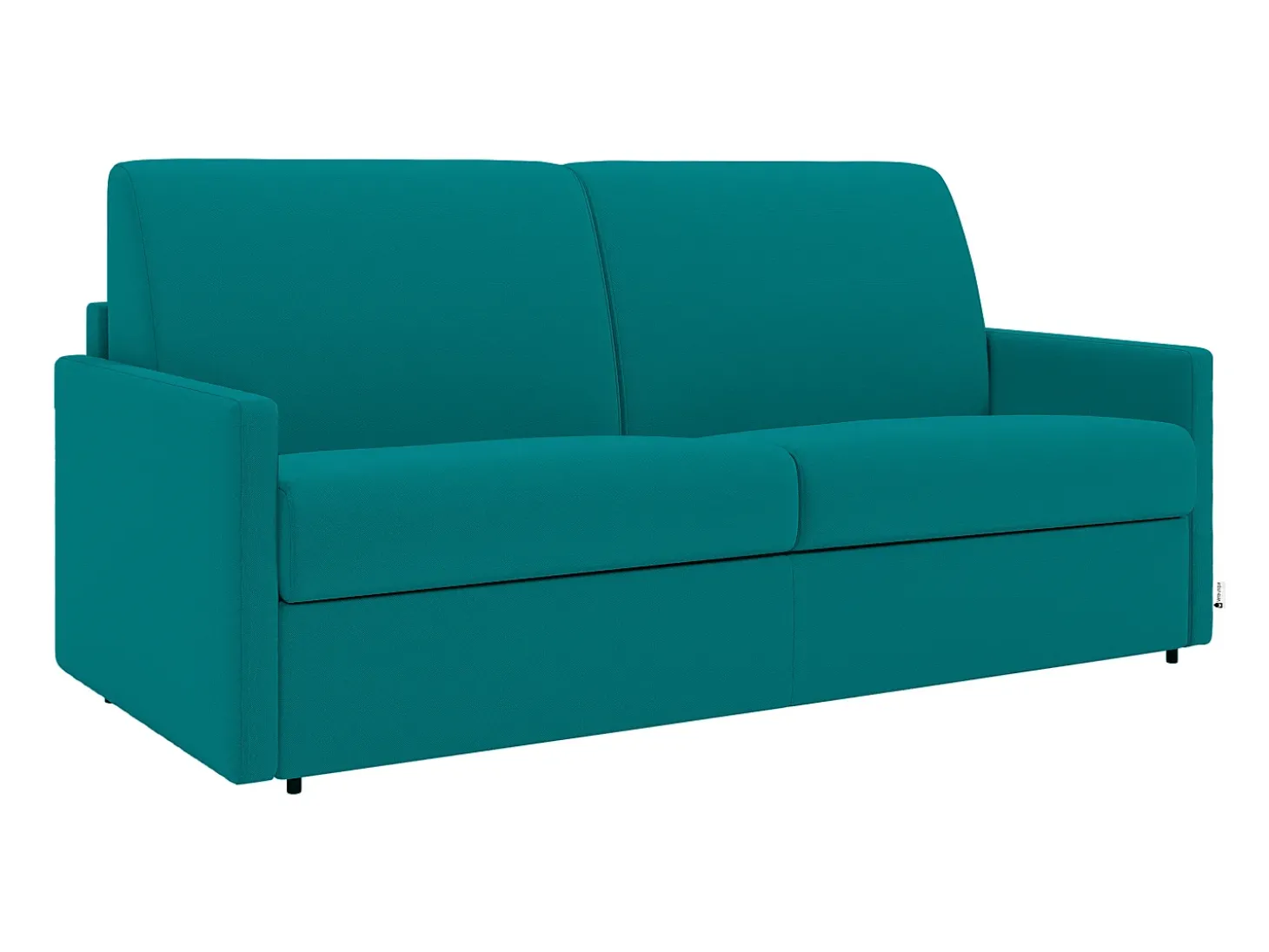 Sofá-cama abertura rápida em tecido azul turquesa assento memória de forma 140 cm colchão 14 cm CALIFE