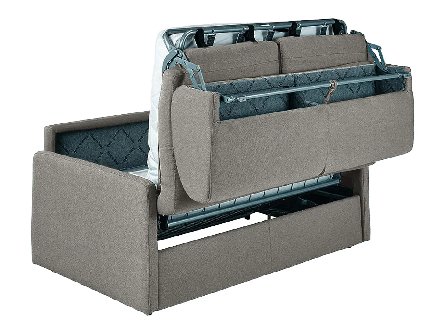 Sofá-cama abertura rápida em tecido cinza claro com assento de memória de forma 120 cm colchão de 22 cm CALIFE