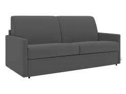 Sofá-cama abertura rápida em tecido cinza assento com assento de memória de forma 160 cm colchão 18 cm CALIFE