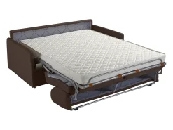 Sofá-cama abertura rápida em tecido castanho com assento de memória de forma 140 cm colchão 14 cm CALIFE