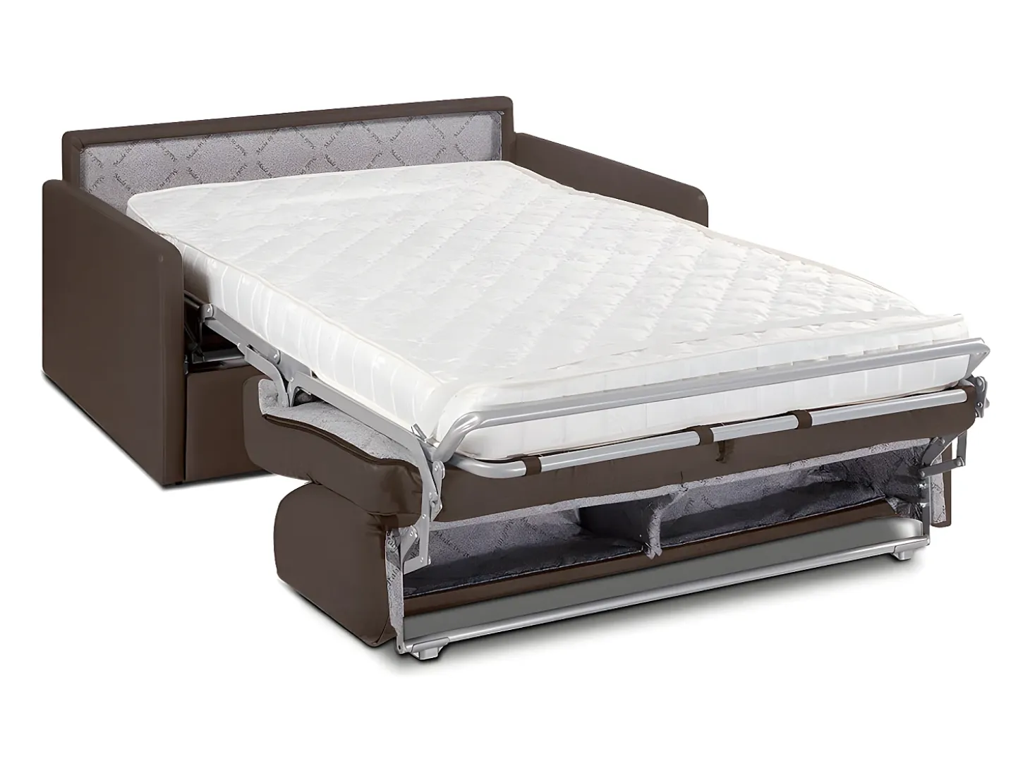 Sofá-cama abertura rápida em tecido castanho assento com assento de memória de forma 120 cm colchão 14 cm CALIFE