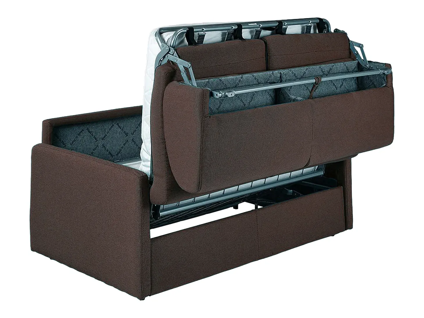 Sofá-cama abertura rápida em tecido castanho assento com assento de memória de forma 120 cm colchão 14 cm CALIFE