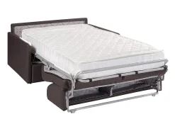 Sofá-cama abertura rápida em símili couro marrom assento com assento de memória de forma 120 cm colchão 22 cm CALIFE