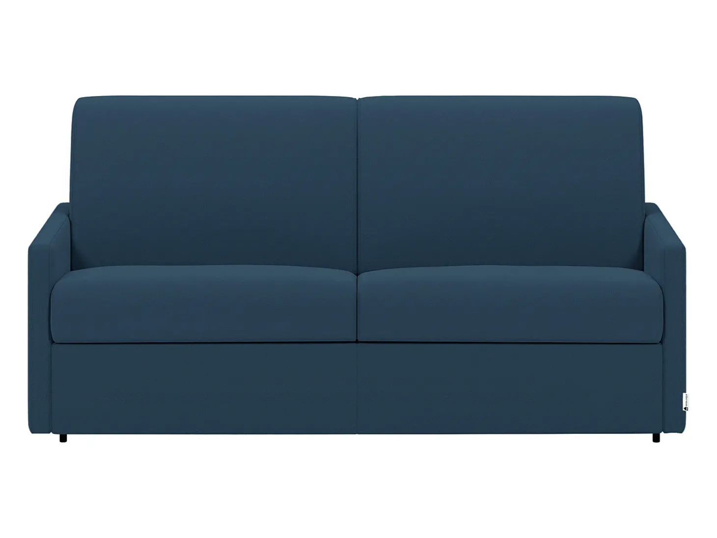 Sofá-cama abertura rápida em tecido azul noite com assento de memória de forma 140 cm colchão 14 cm CALIFE
