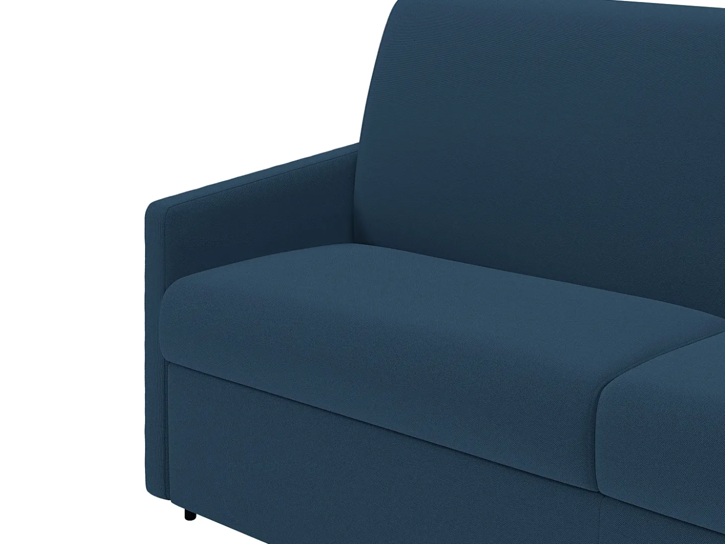 Sofá-cama abertura rápida em tecido azul noite com assento de memória de forma 140 cm colchão 14 cm CALIFE