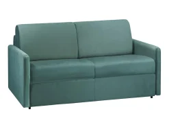 Sofá-cama aberturarápida 2 lug. colchão de 14cm veludo verde CALIFE