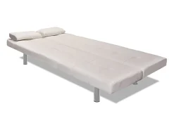 Sofá-cama ajustável c/ 2 almofadas couro artificial branco nata PT838898