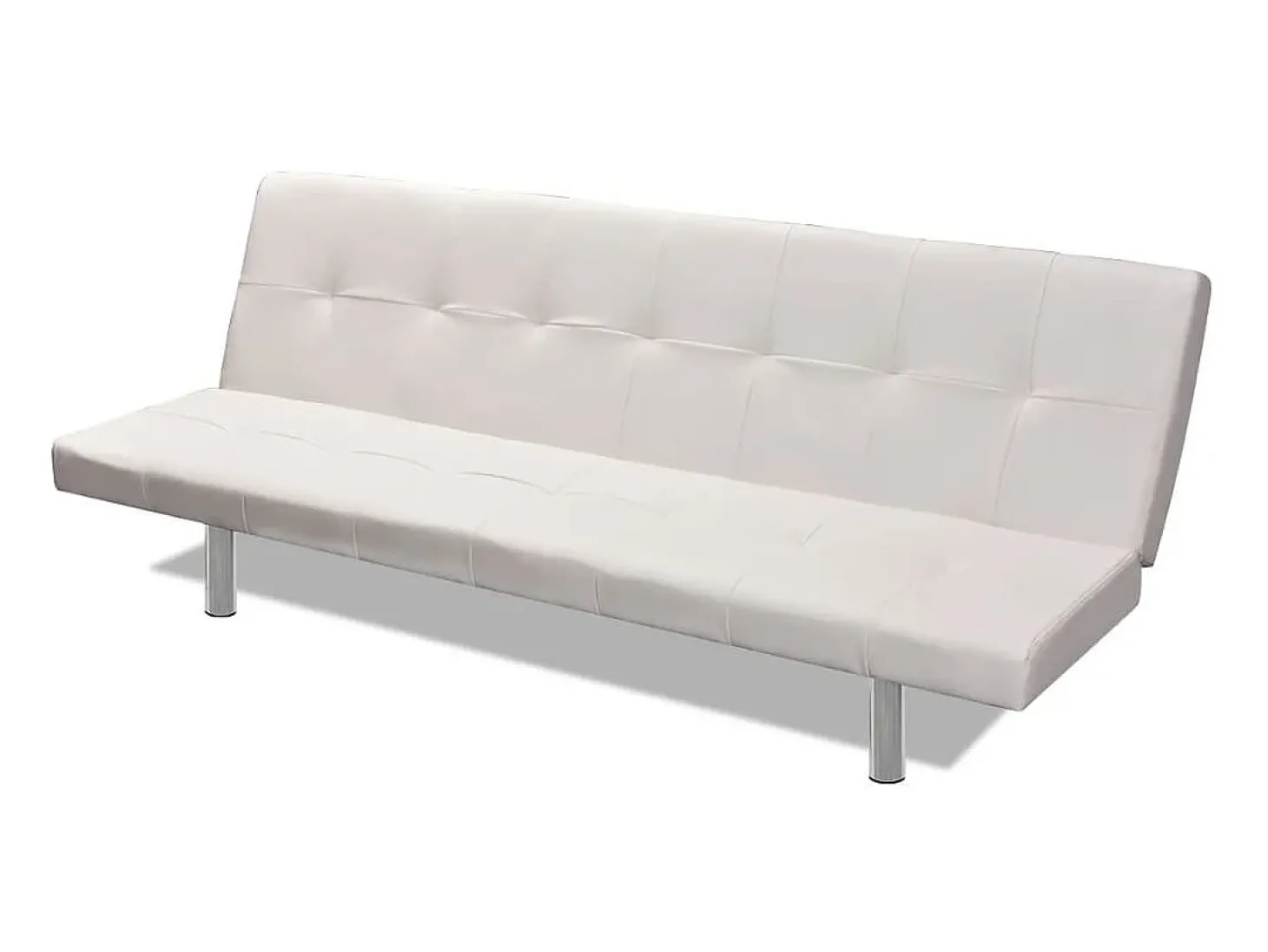 Sofá-cama ajustável c/ 2 almofadas couro artificial branco nata PT838898